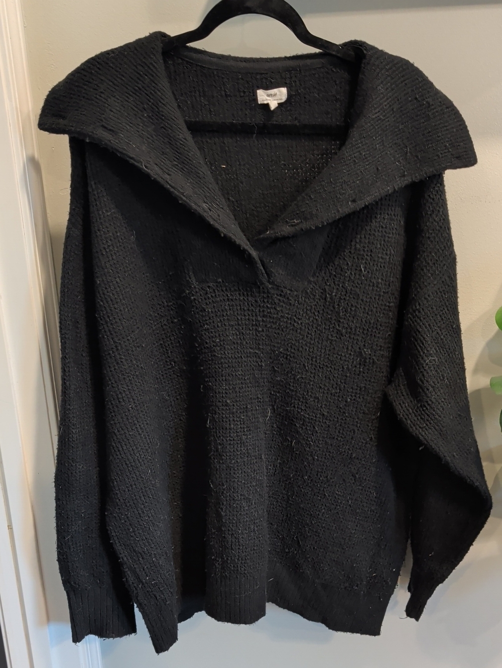 aerie Black Cowl-Neck Knit Pullover